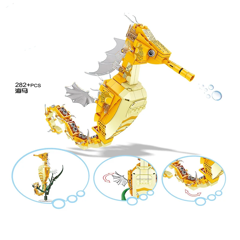 

Ocean Animal Fun Model Hippocampus Japonicus Office Desk Decorations Building Blocks Bricks Toys Gifts