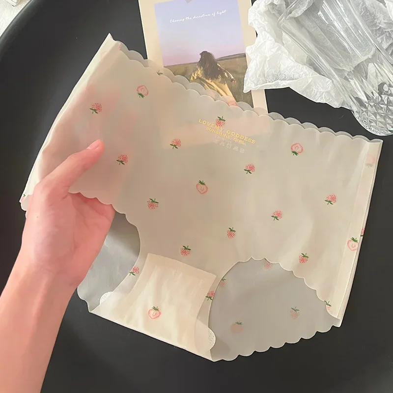 Бесшовное нижнее белье из ледяного шелка женские летние ультратонкие трусы с