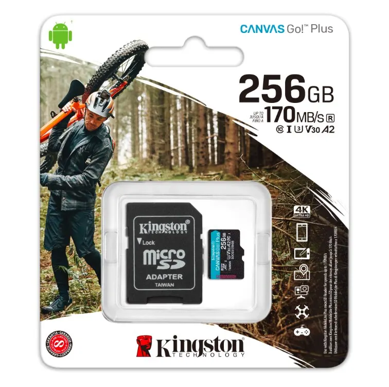 

Kingston 256GB Canvas Go SDXC Class 3 (U3) UHS-I microSD Memory Card