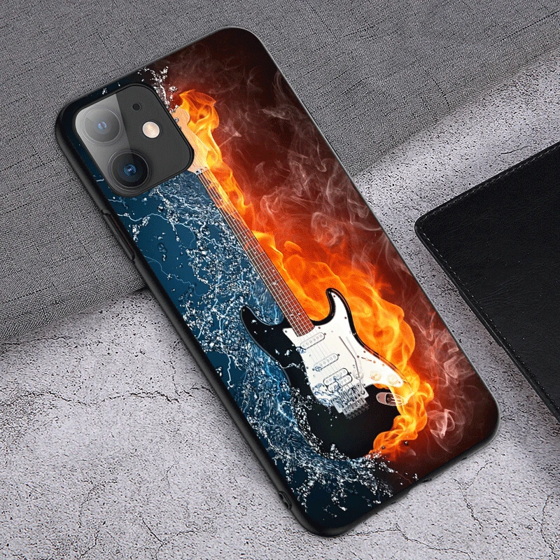 Phone Case for OPPO A5 A7 A5S A31 A8 A9 A15 A35 A16 A16S A55 A52 A92 A72 2018 A3S tpu cover guitar blue music note Electric bass images - 6
