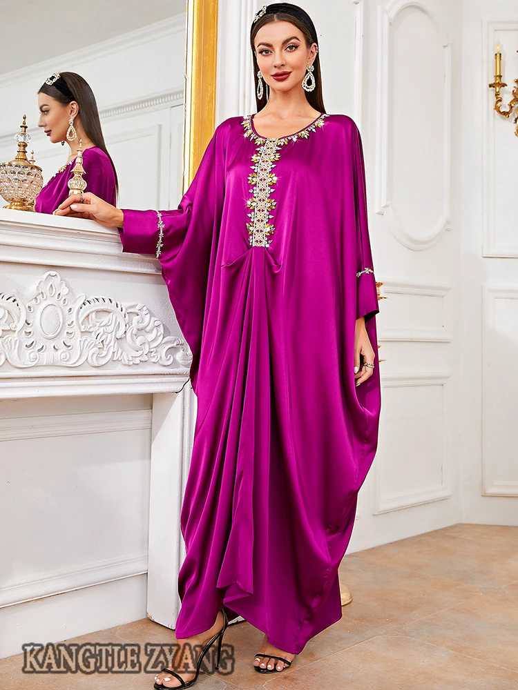Ramadan Satin Abaya Dubai Kaftan For Women Saudi Arabia Turkey Islam Muslim Dress Robe De Soiree Musulmane Longue Vestido Longo