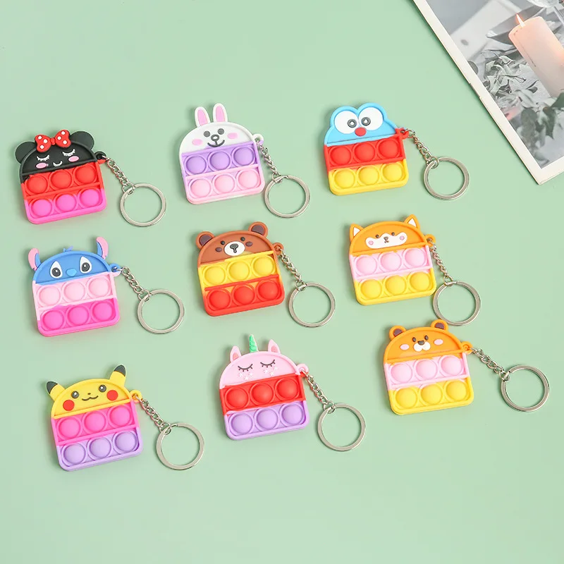 

Mini Pendant Toy Keychain Puzzle Anti Stress Silicone Kawaii Cartoon Ainimal Key Chains Sensory Toys for Children Adhd Autism