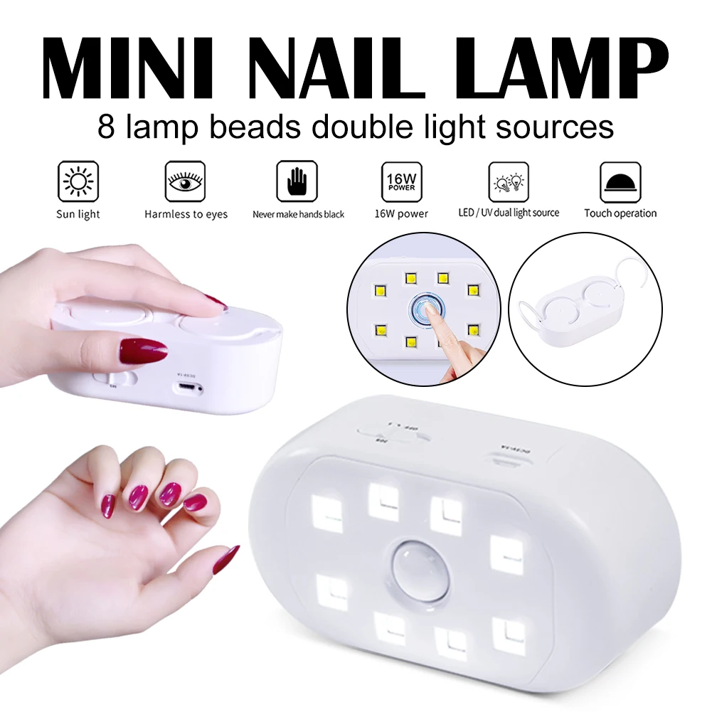 

15W Mini Nail Lamp USB Rechargeable Portable Nail Drying Lamp UV LED Light Fast Curing Nail Dryer For All Gels Nail Drying Lamp