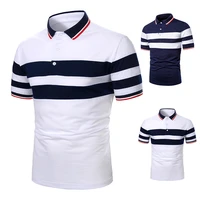 men short sleeve polo chest three stripe color matching fashion collocation cross border lapels men short sleeve polo shirt