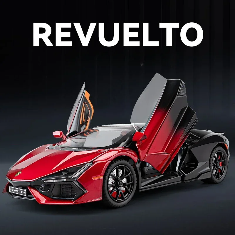 Симуляция 1:24 Lamborghini Revuelto супер модель автомобиля со звуком и светом для детей