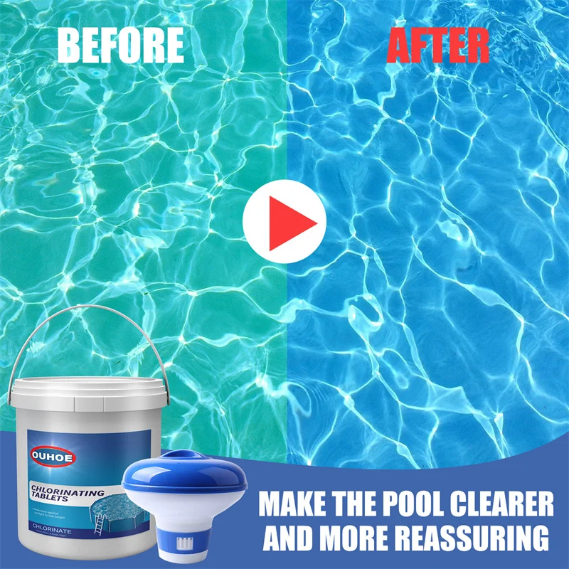 

300Pcs Swimming Pool Chlorine Tablets Improve Water Quality Clarify & Deodorize Multi-functional Instant Cleaning Swimming Pools