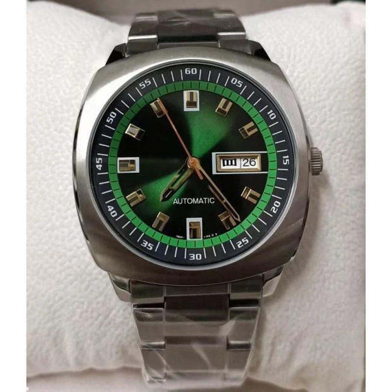 Seiko Men's SNKM97 Analog Green Dial Automatic Silver Stainless Steel Watch