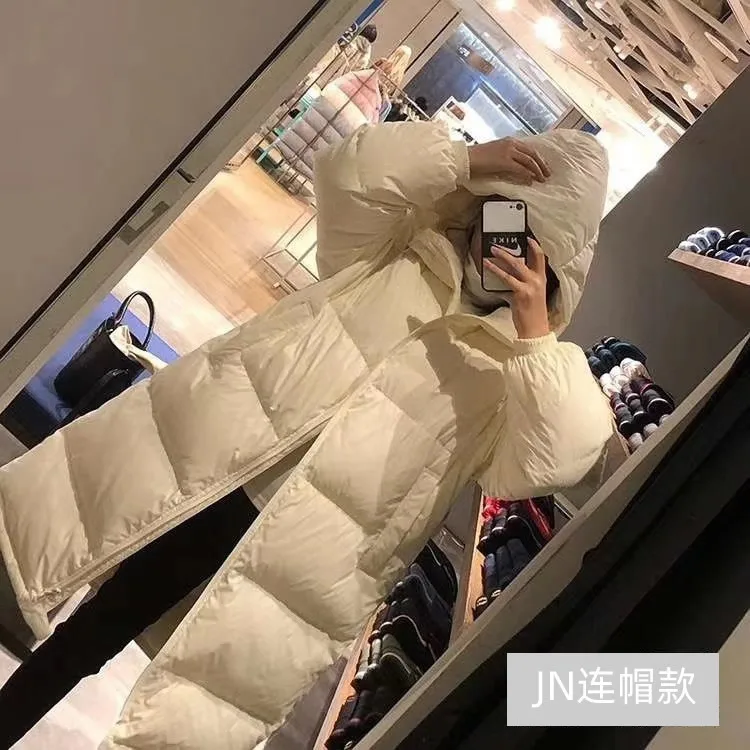 2022 Autumn Winter New Hooded Loose Down Jacket Womens Middle and Long Jiangnan White Duck Down Jacket Tide Womens Coat