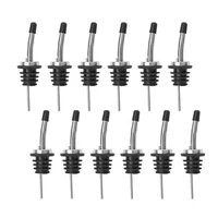 12 pack stainless steel classic bottle pourers tapered spout liquor pourers with rubber dust caps