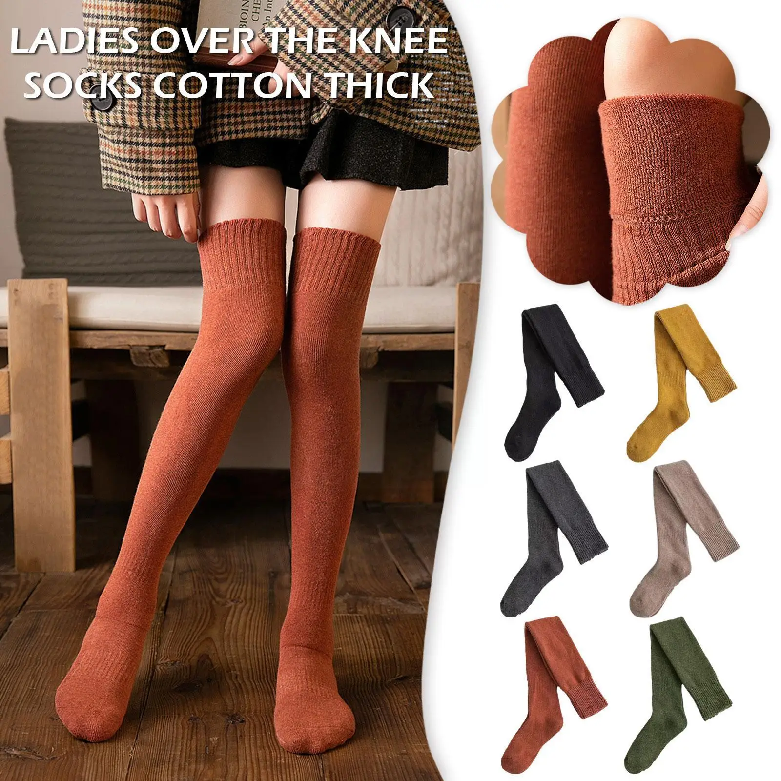 

Thigh High Over The Knee High Socks For Women Warm Knitted Thick Long Stocking Long Stockings Cute Kawaii Leg Warmers Sock P3K1