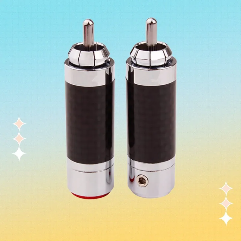 

HiFi RCA Connector Male Plug Audio Jack Speaker Terminal Rhodium Plated Carbon Fiber Shell For Home Theater Sound System