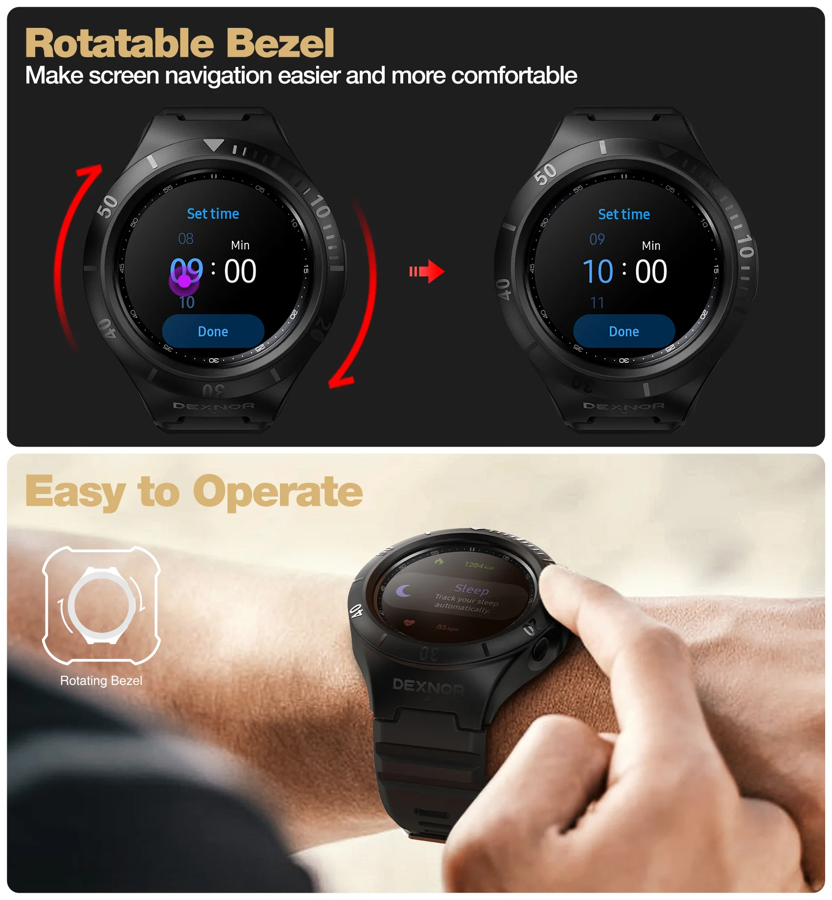 Фото Спортивный деловой чехол Dexnor для Samsung Galaxy Watch 3, Чехол 45 мм (2020), Прочный противоударный чехол военного класса с ремешком №4