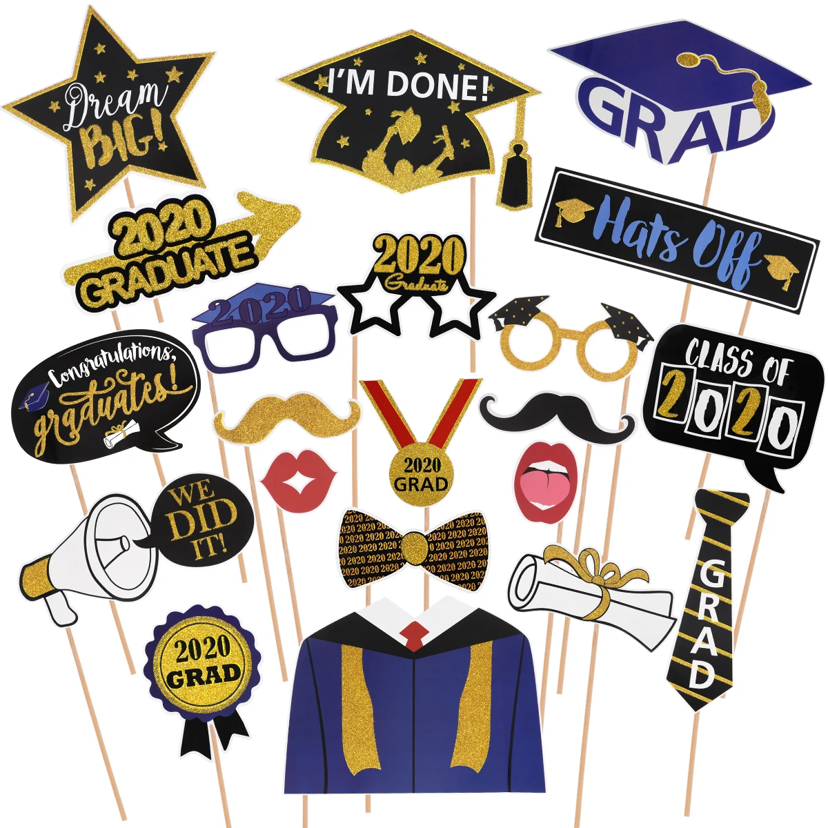 

21PCS Odorless 2020 Graduation Photo Booth Props for Ceremony Class Gathering