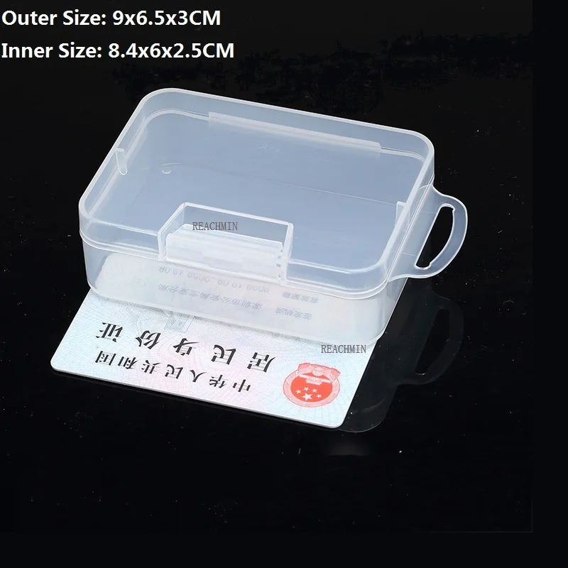 

5PCS/Lot Transparent Flat Rectangular Small Box Clear Plastic Box Packaging Plastic PP Storage Box W/Hook Lid 9X6.5x3CM