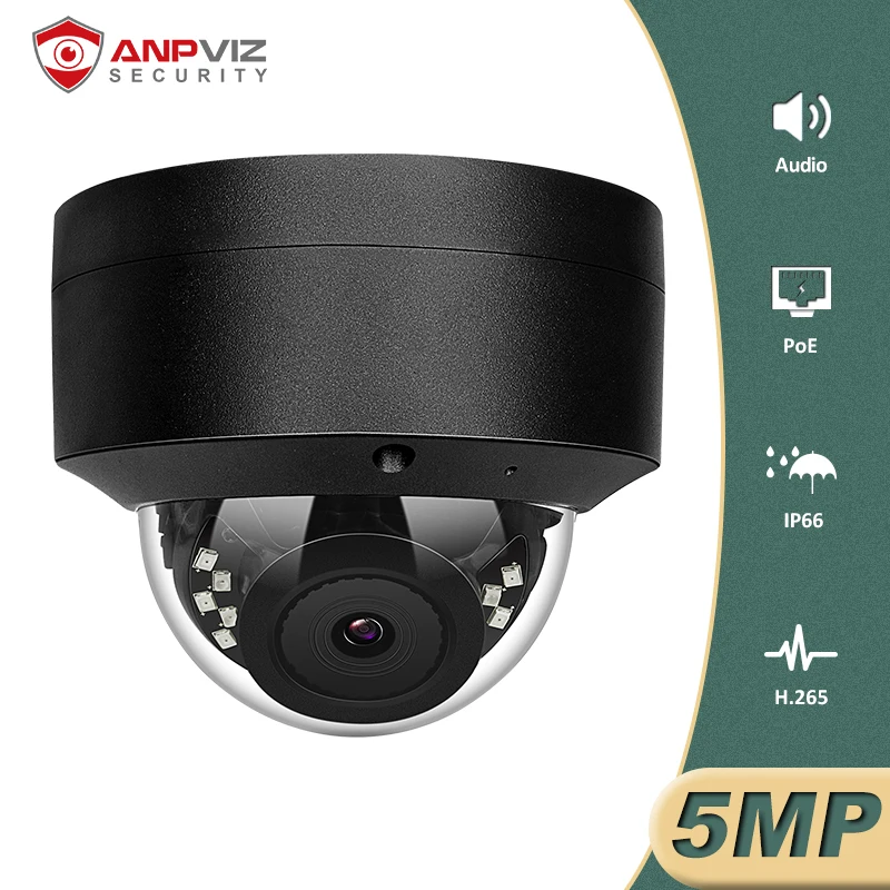 

Anpviz 5MP Dome POE IP Camera With One-way Audio Home/Outdoor Security IR 30m Network Cam H.265 IP66