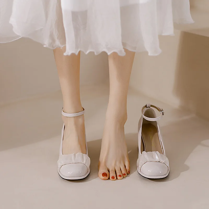 

High Heels Female Mary Jane Shoes Spring 2022 New Women's Shoes Fashion Design Fairy Style High Heel Ribbon Sweet Single Shoes