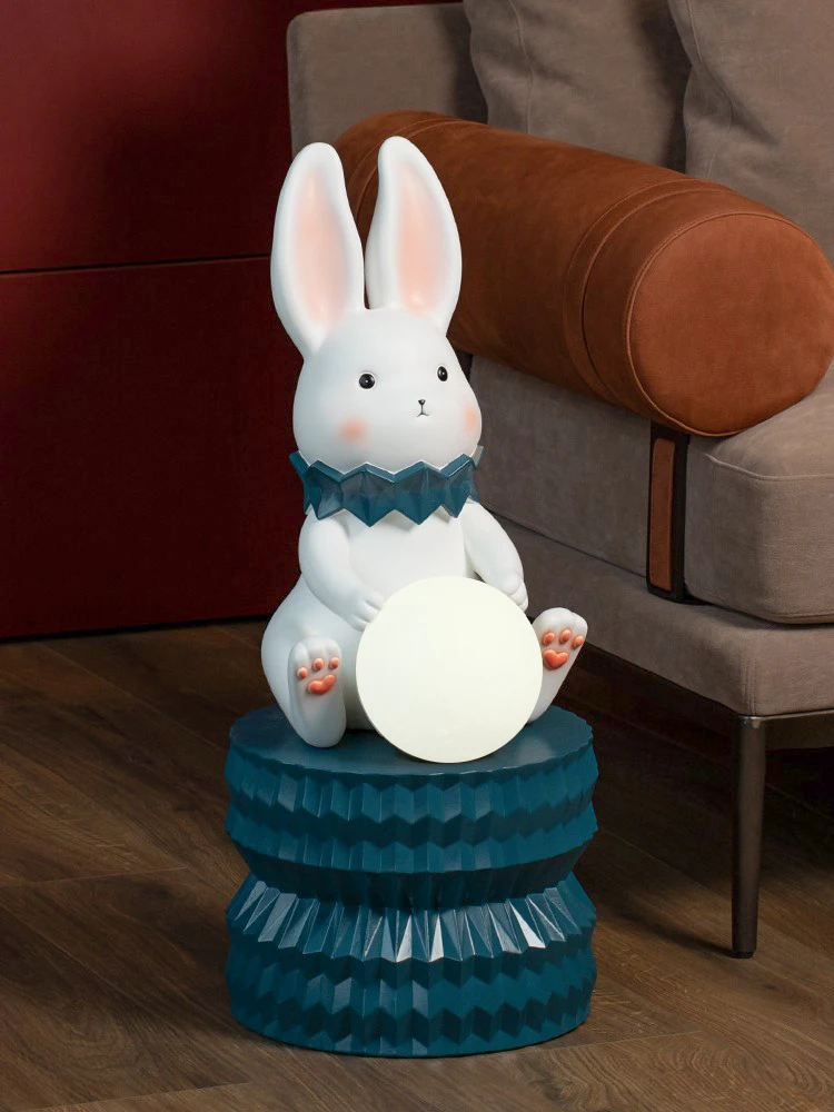 Современное искусство простое украшение для дома статуя кролика из смолы ночная