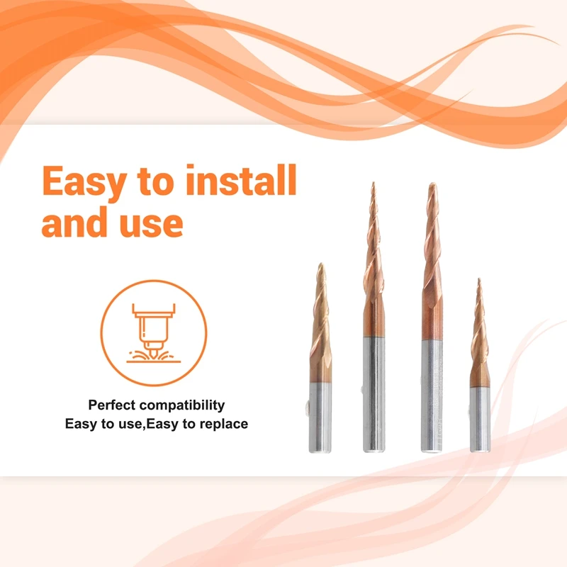 4 шт. карбидная спиральная коническая сферическая Концевая фреза 6 мм хвостовик