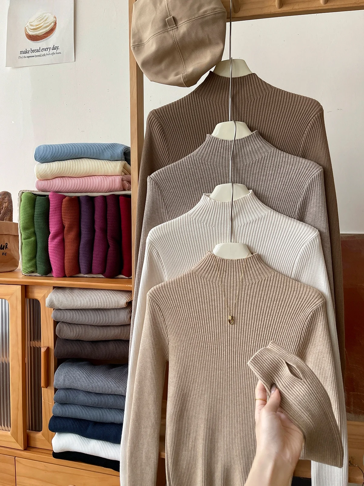 Плиссированная текстура полувысокий воротник смешанный шерстяной свитер из