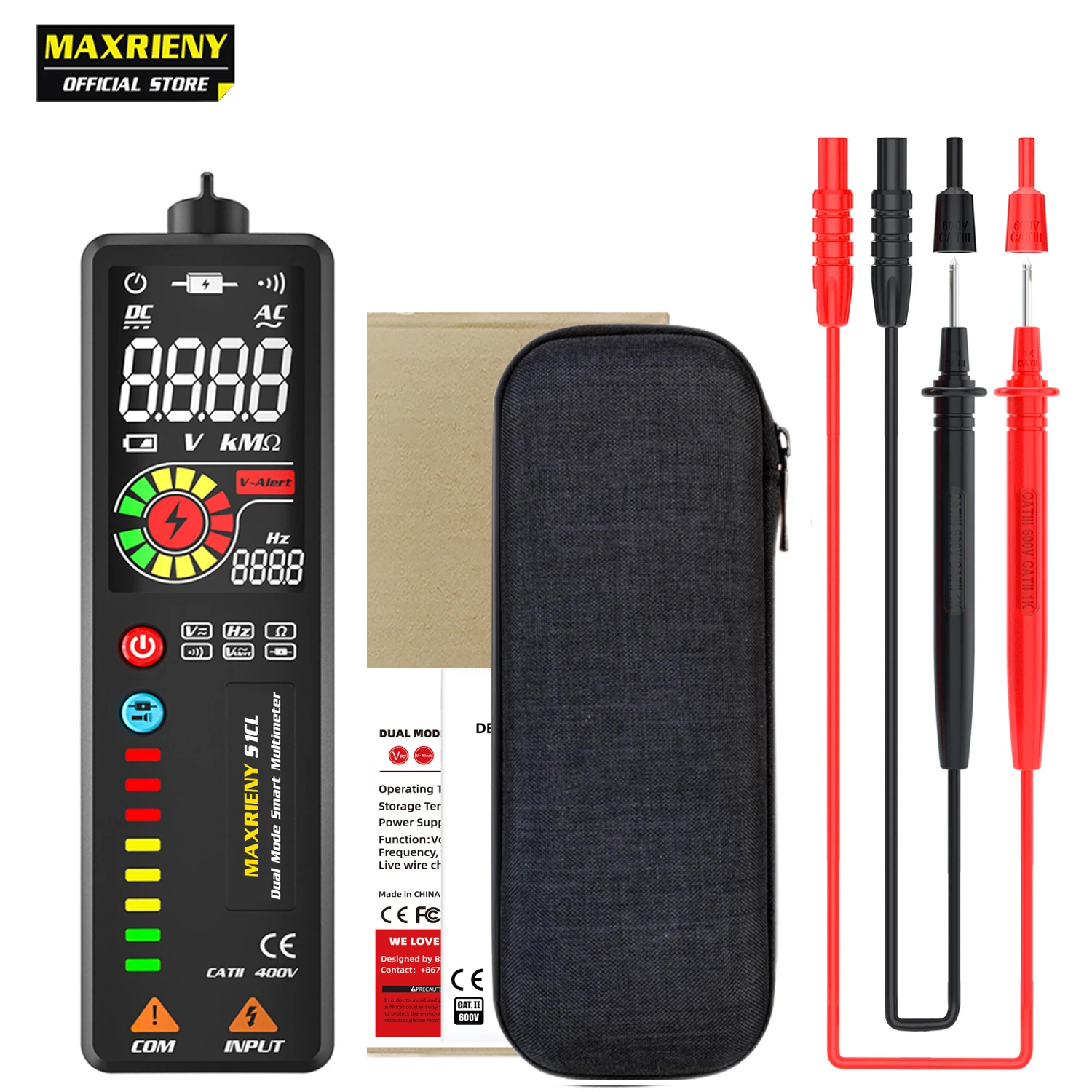 

MAXRIENY Smart Digital Multimeter EBTN Display Hidden Wire Tester Voltmeter LCD Voltage Detector Ohm Hz Continuity NCV Test DMM