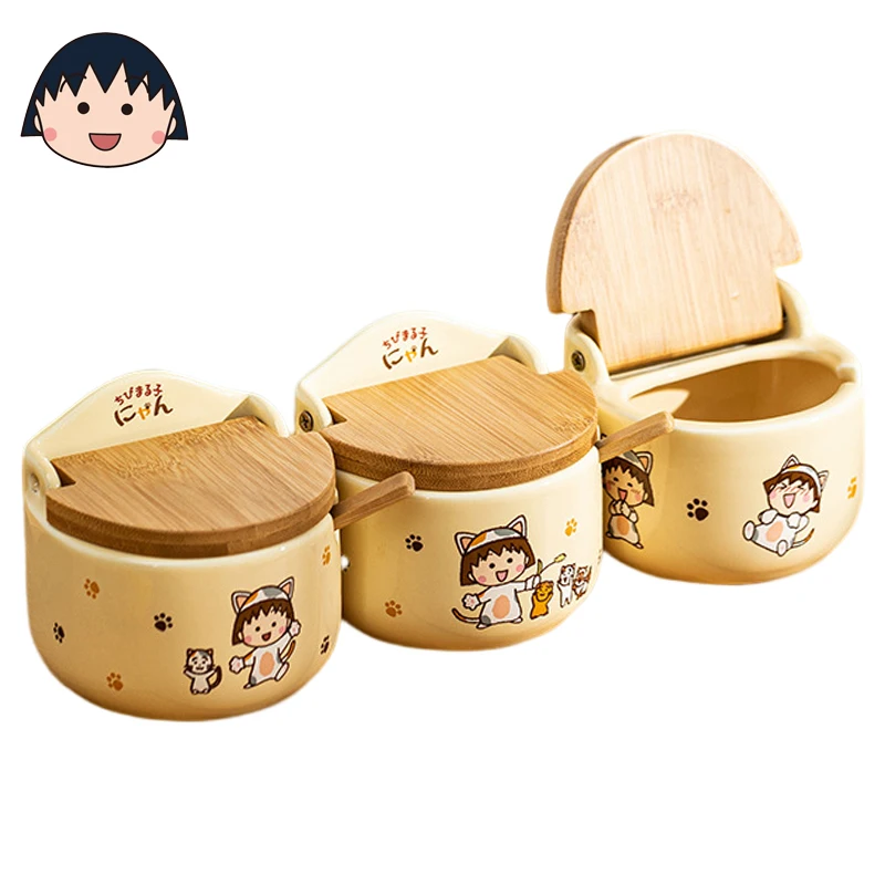 

Шкатулка для приправ с вишневыми фрикаторами, Аксессуары для домашней кухни из аниме керамики, шейкер для соли, раскладушка с ложкой, милый подарок