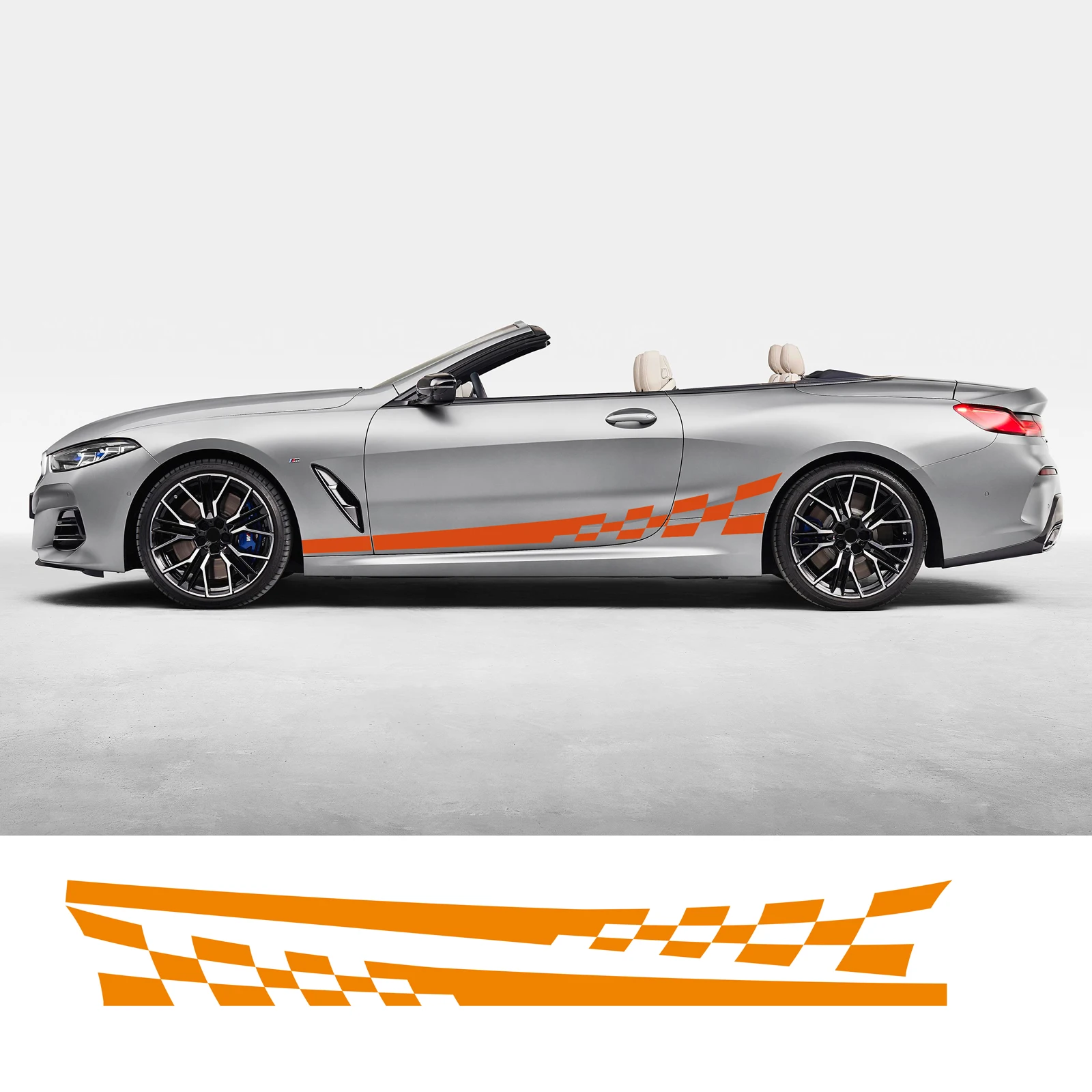 

2 Pcs Racing Sport Lattice Graphics Door Side Stripe Skirt Sticker Vinyl Decal Door Waist Line Vinyl Modelling Decoration