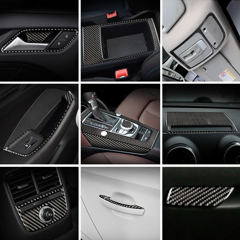 

Car Styling Carbon fiber Inner Door Audio Speaker Gearshift Panel Door Armrest Cover Trim Stickers for Audi A3 8V S3 Accessories
