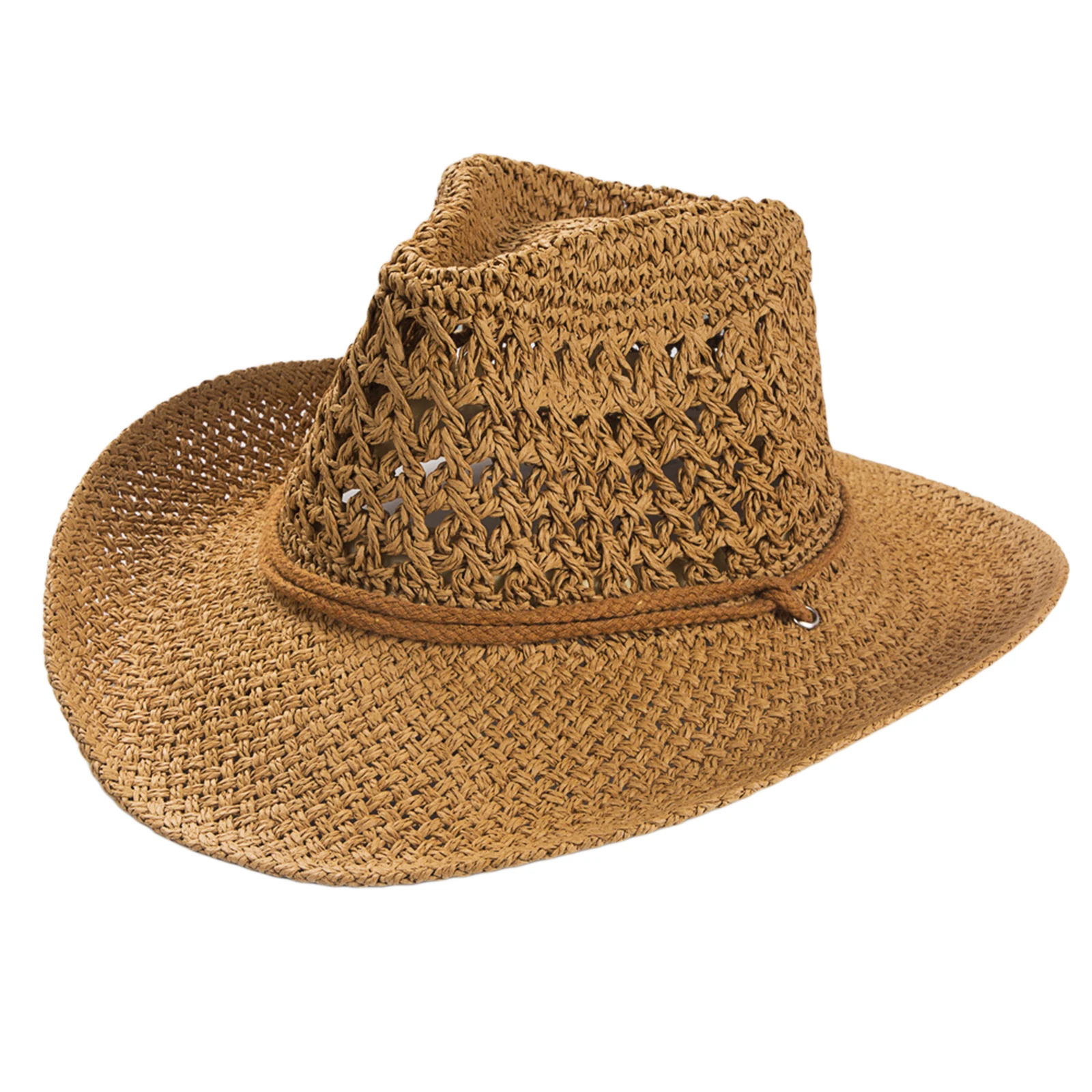 

Ladies Men's Western Cowboy Sunshade Straw Hat Handmade Western Cowboy Sunscreen Outdoor Summer Casual Accessories
