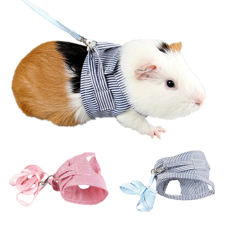 Guinea Pig Vest Small Animal Outdoor Walking Harness and Leash Set Cute Clothes Harness Strap Leash for Rabbit Bunny Pet Vest