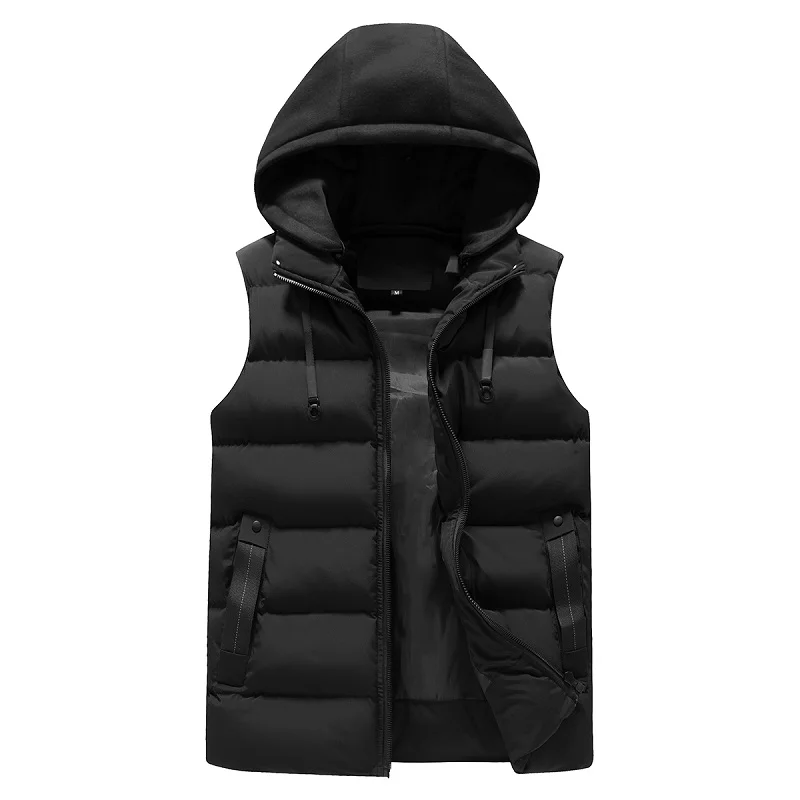 

2022 Autumn Winter Men Vest Jacket Waterproof Warm Sleeveless Vests Men Fashion Hooded Casual Vest Male Thicken Waistcoat