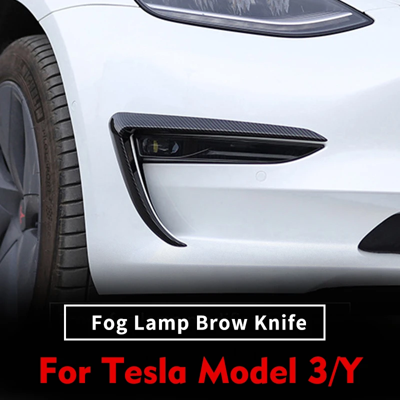 

Автомобисветильник передняя противотуманная фара отражатель лезвия крышка наклейка для Tesla Model 3 ABS модифицированные детали из углеродного ...