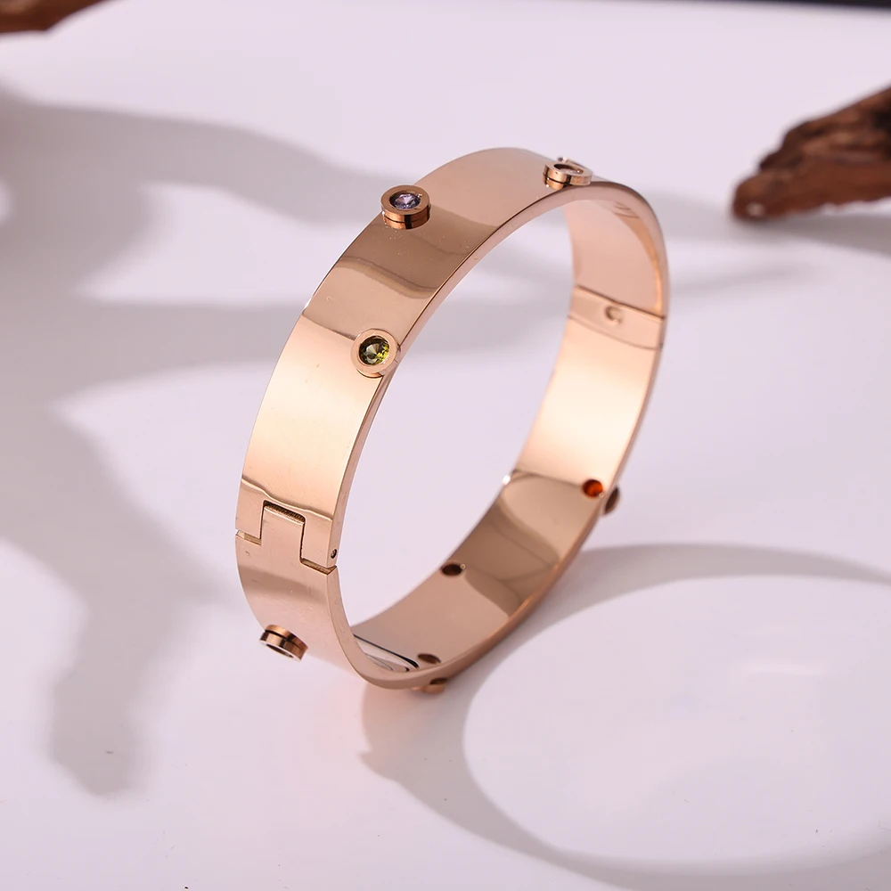 Круглый браслет с розой позолоченный для женщин инкрустированный цирконом из