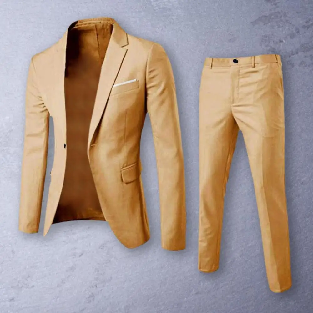 

Popular Jacket Trousers Breathable Long Sleeve Spring Autumn Lapel Buttons Formal Suit Formal Suit Slimming