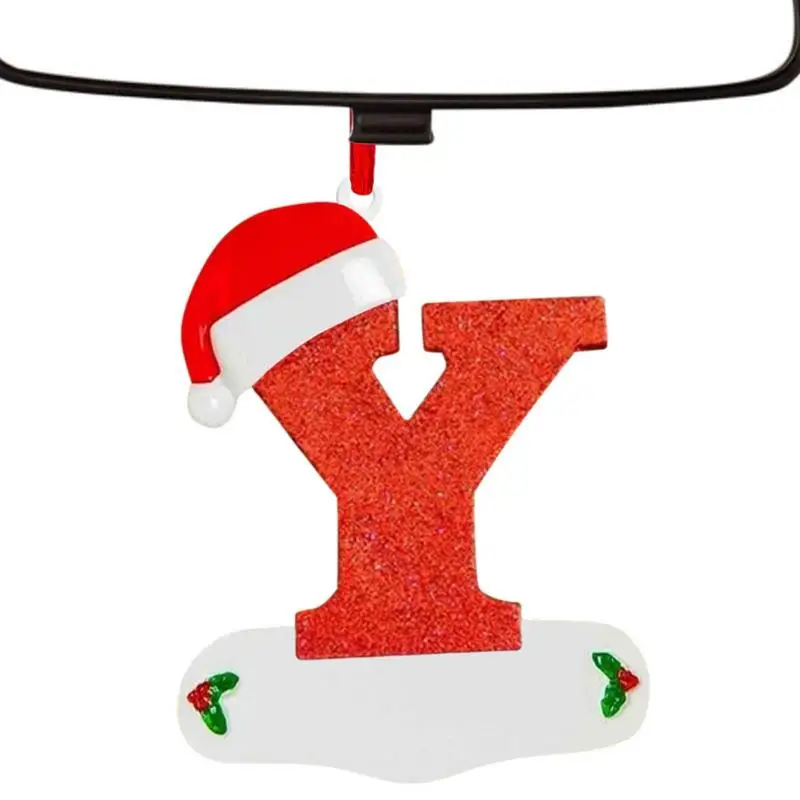 Christmas Tree Letters 2D Acrylic Tree Decorations With Red Hat Christmas Theme Letter Stocking Tags Holiday Ornament For Wreath