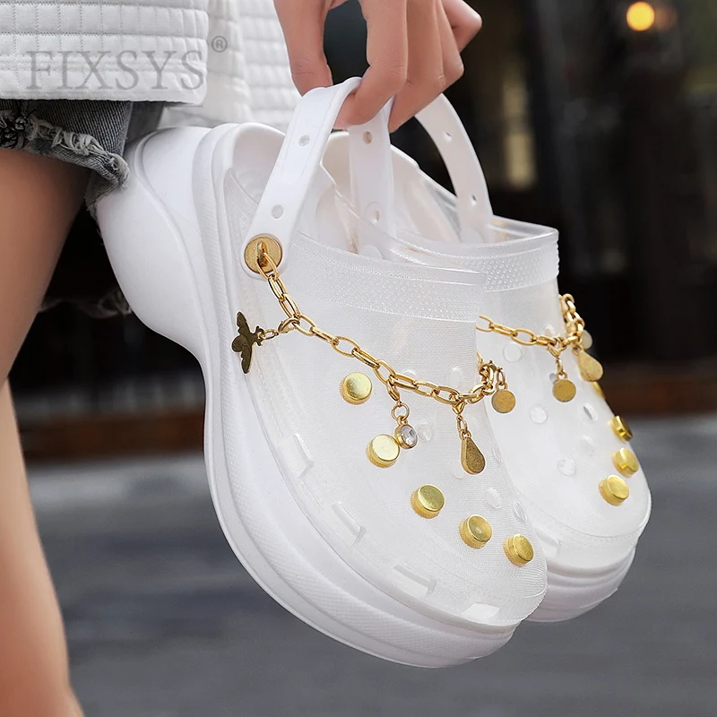 

FIXSYS Summer Women Sandals Hole Breathable Slippers Anti Slip Beach Shoes Outdoor Height Increasing Slides Lady Graden Slippers