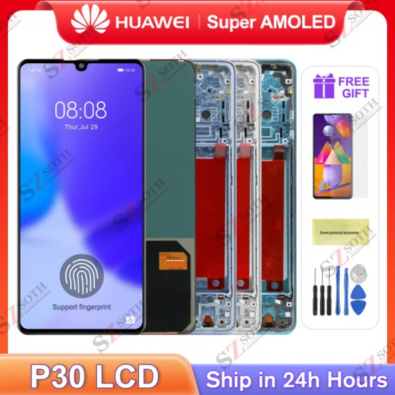 

OLED-экран 6,1 дюйма для Huawei P30 ELE-L29 ELE-L09 ELE-AL00, ЖК-дисплей, сенсорный экран, дигитайзер со сканером отпечатка пальца для Huawei P30