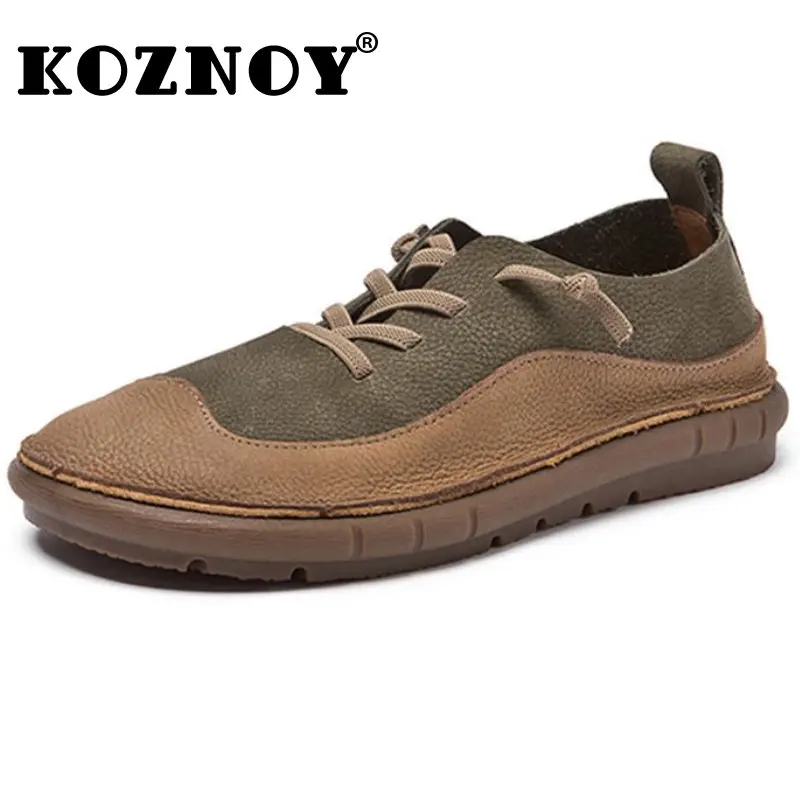 

Koznoy 2.3cm 2023 Women's Moccasins Natural Genuine Leather Designer Summer Soft Flats Loafers Comfy Ladies Females Retro Shoes