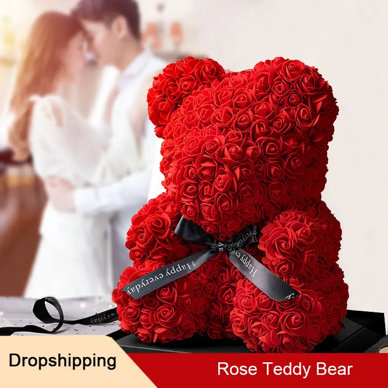 Gift for Her Birthday 25/40 cm Teddy Rose Bear Artificial Flowers Bear In Box Mothers Day Birthday Gifts For Her Girlfriend