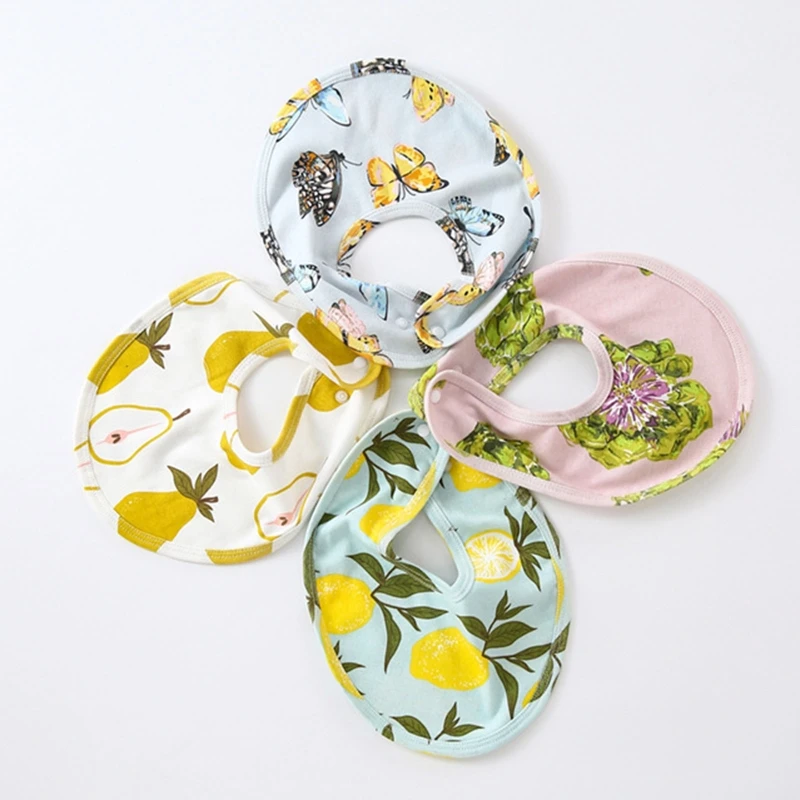 

Baby Feeding Drool Bib Saliva Towel Scarf Bandana Soft Cotton Snap Button Burp Cloth for Newborn Toddler Boys Girls Shower Gifts