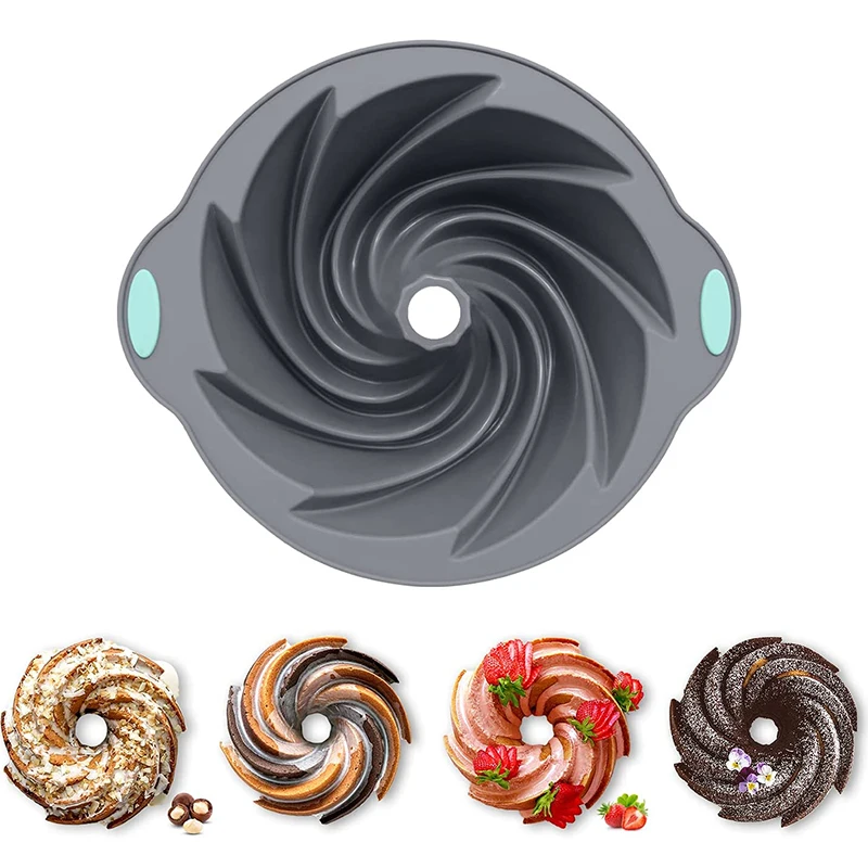 

Creative Silicone Bundt Cake Pan with Spiral Design Food Grade Non-Stick Cake Mold Handmade Baking Accessories Cake Making Mold
