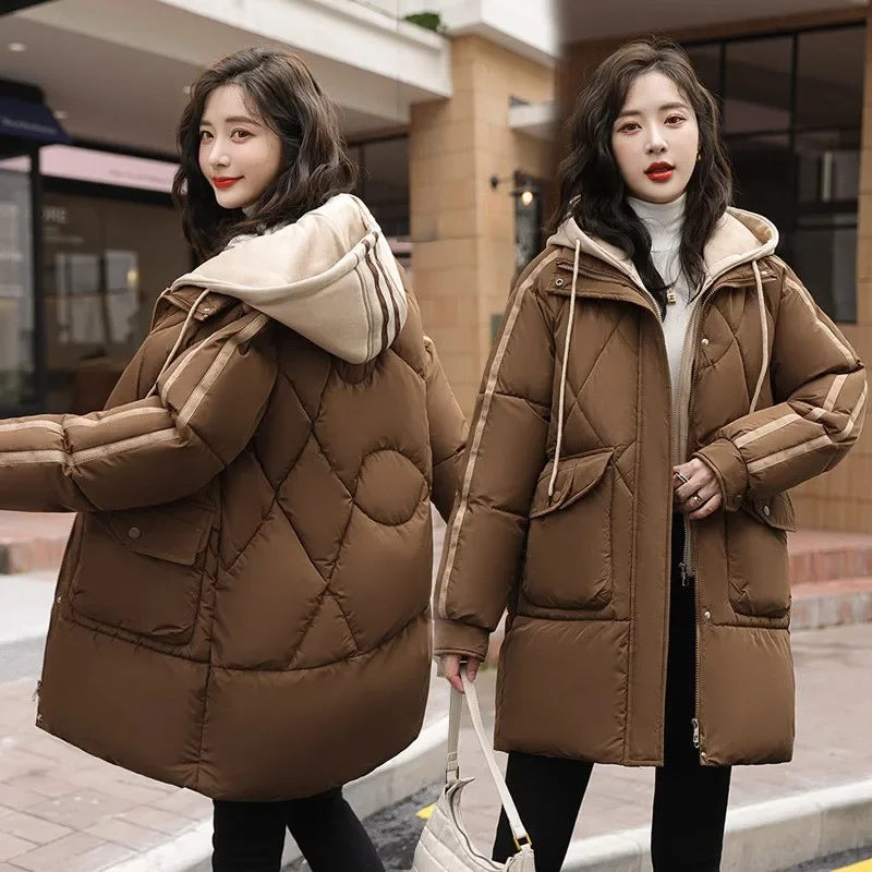 Зимняя новая модная Толстая Женская свободная куртка высококачественная одежда