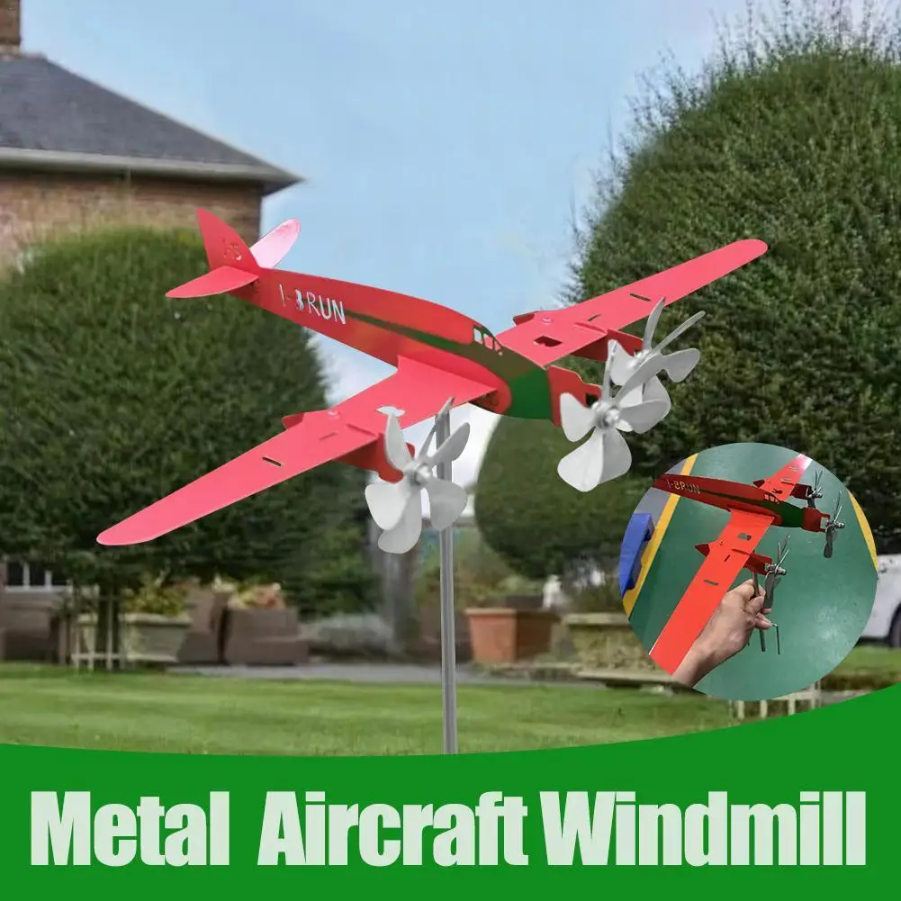 

3d Wind Spinner Plane Unique Metal Aircraft Windmill Wind Energy Wind Sculpture Airplane Wind Spinner For Roof Yard Garden W7l2