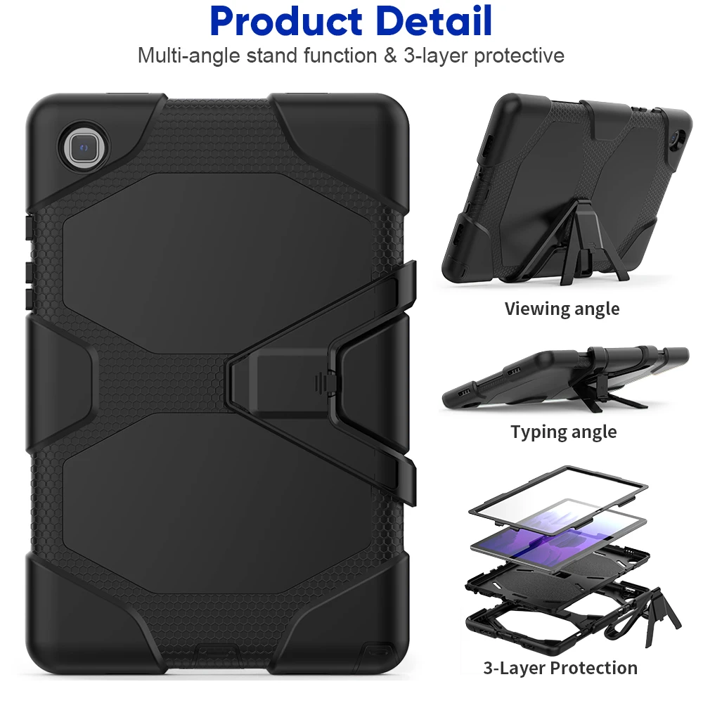 

Heavy Duty Protection Case For Samsung Galaxy Tab A7 10.4 Case 2020 T500 T505 T507 Soft Silicone Full body Cover with Kickstand