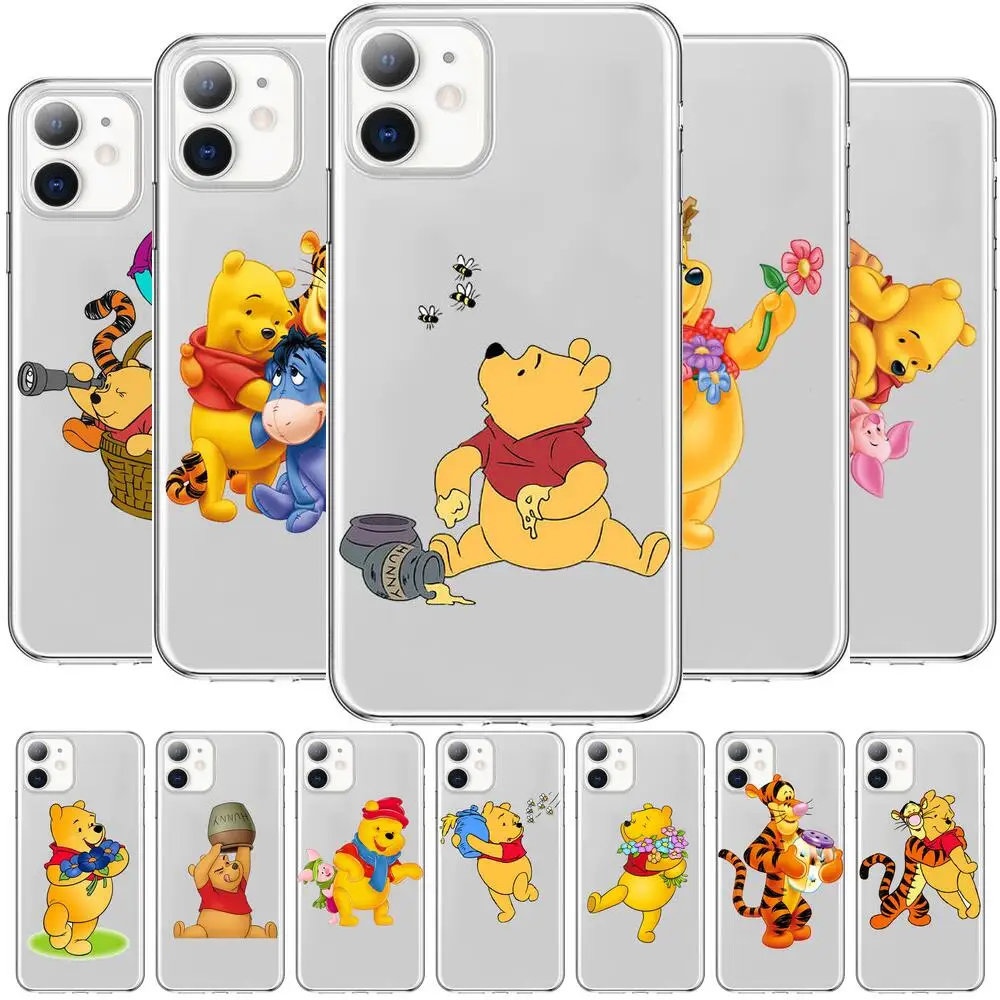 Winnie the Pooh Anime Style Phone Case cover For iphone 13 11 pro max Cases 12 8 7 6 s XR 7PLUS 8plus X XS SE 2020 mini Trans