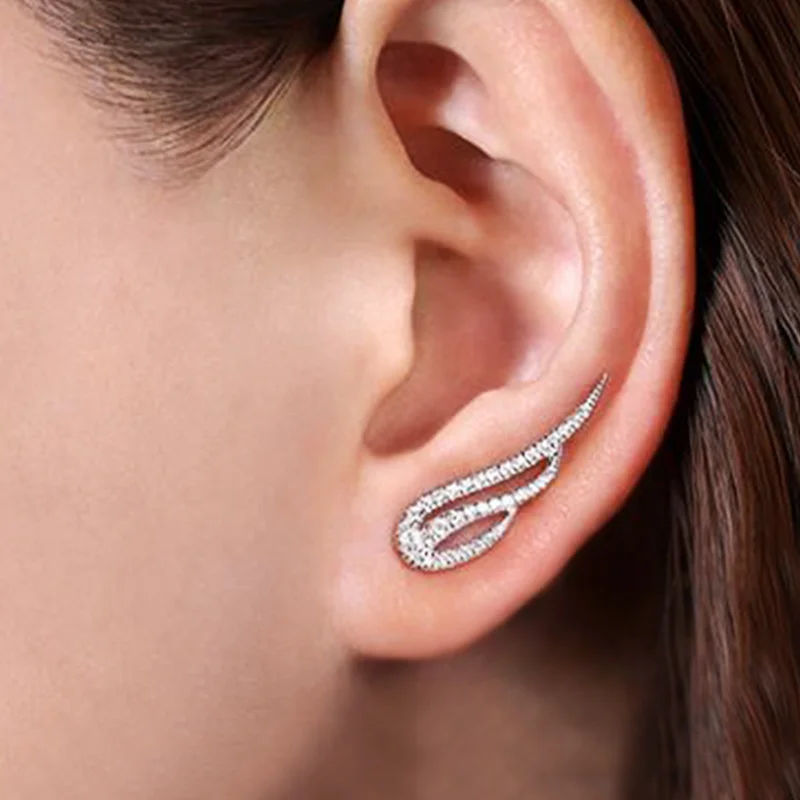 

Ne'w Dazzling Angle Wings Stud Earrings Women Micro Paved CZ Simple Stylish Female Earrings Daily Wear Party Trendy Jewelry