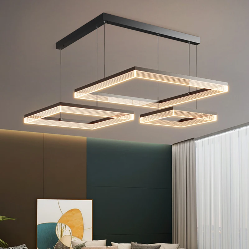 

Nordic Minimalist SquareLed Pendant Lights Living Dining Room Home Decor Chandelier Bedroom Indoor Lighting Hanging Lamp Fixture