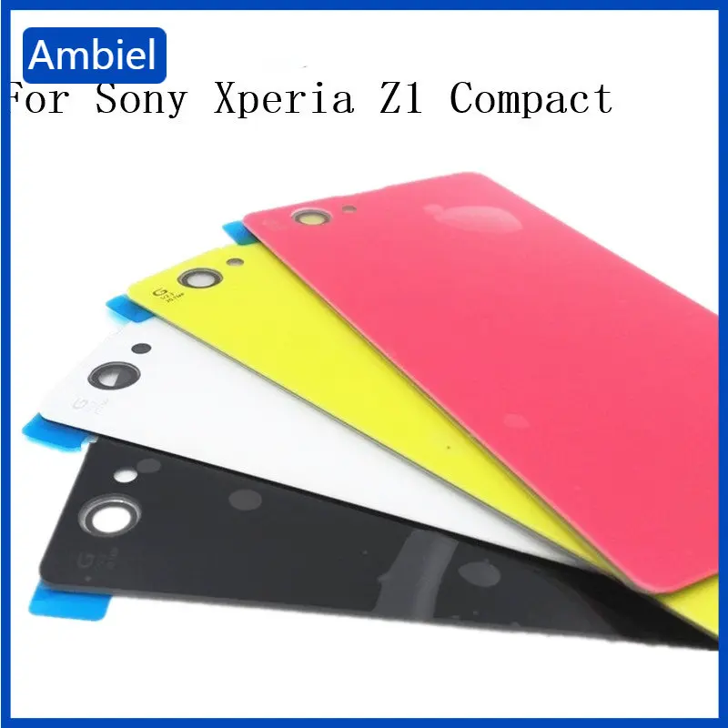 Back Glass battery Cover For Sony Xperia Z1 Compact Mini D5503 M51W Battery Back Door Cover Case housing logo