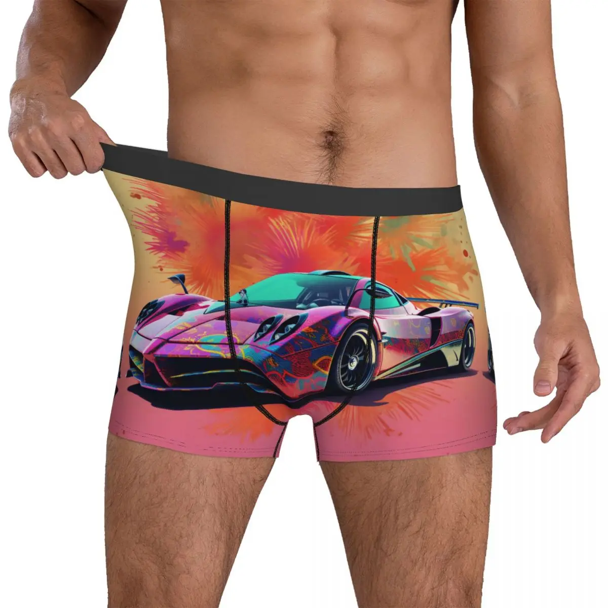 

Speed Sports Car Underwear Cover Art Neo Fauvism Cute Underpants Print Boxer Brief 3D Pouch Man Oversize Boxer Shorts