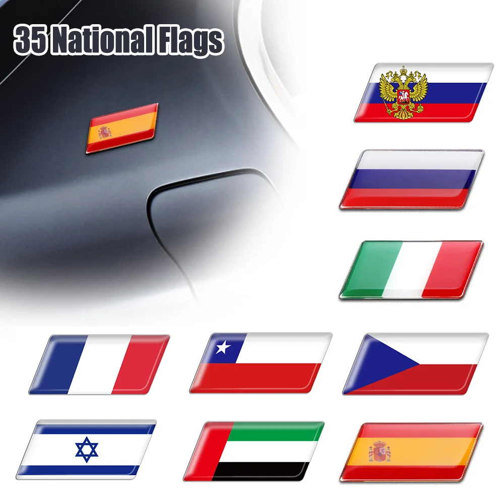 

Aluminum National Flag Badge Car Body Trunk Decor Fender Country Sticker For Russian Federation United Arab Emirates UK Israel
