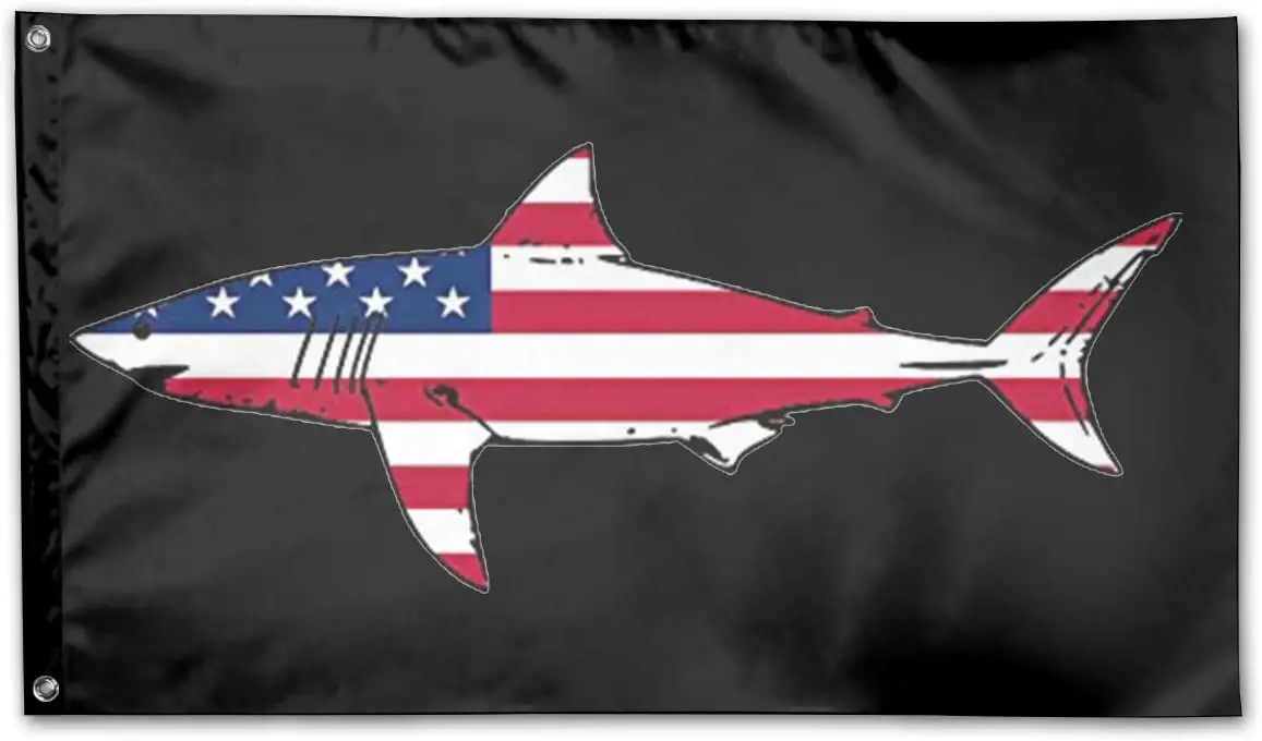 

Honey 3x5 American Flag Shark Fishing Flag 3' X 5' Ft Banner Breeze Flag